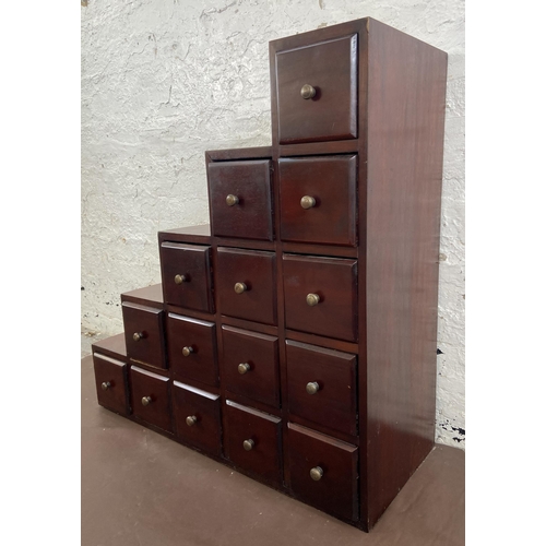 19 - A mahogany five step chest of drawers - approx. 93cm high x 93cm wide x 36cm deep