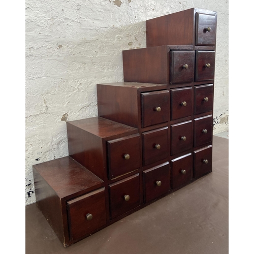 19 - A mahogany five step chest of drawers - approx. 93cm high x 93cm wide x 36cm deep