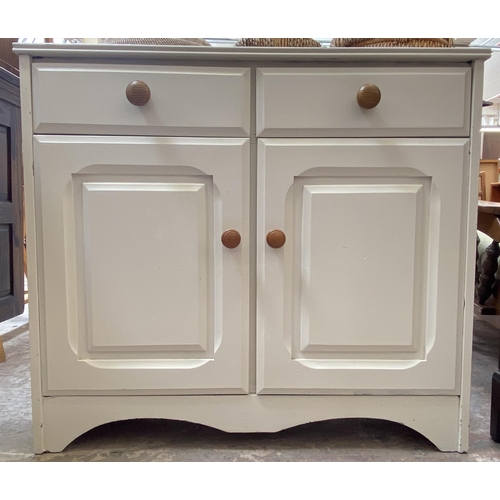 40 - A modern white painted sideboard - approx. 82cm high x 92cm wide x 40cm deep