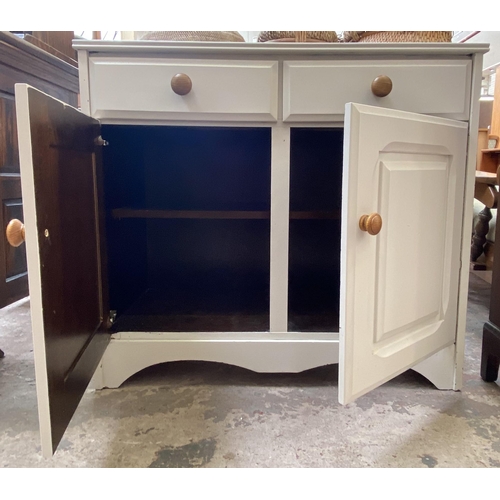 40 - A modern white painted sideboard - approx. 82cm high x 92cm wide x 40cm deep