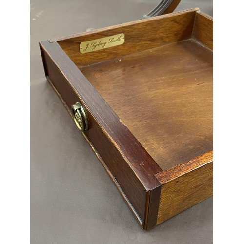 43 - A J. Sydney Smith mahogany drop leaf lyre end side table - approx. 55cm high x 66cm wide x 40cm deep