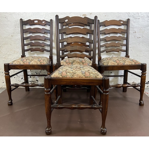 48 - Four 18th century style elm and beech ladder back dining chairs