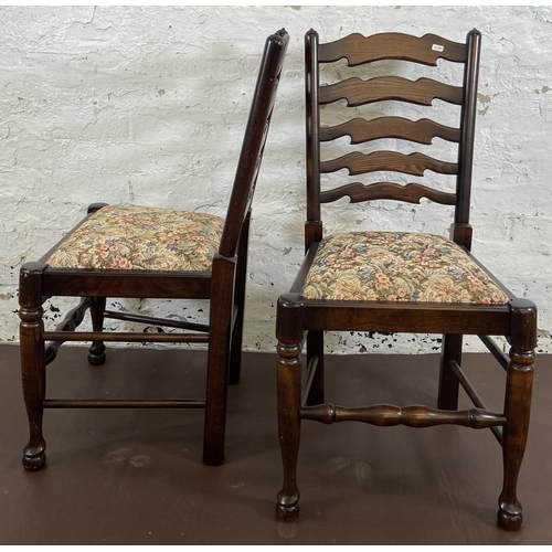 48 - Four 18th century style elm and beech ladder back dining chairs