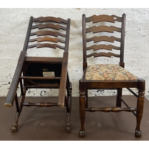 48 - Four 18th century style elm and beech ladder back dining chairs