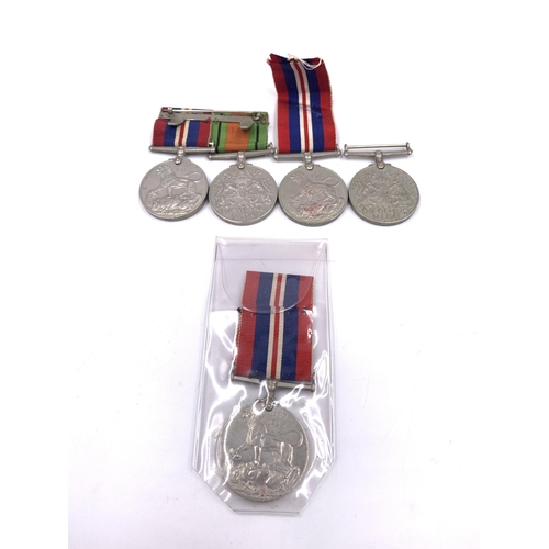 2201 - Five WWII British medals, three War and two The Defence