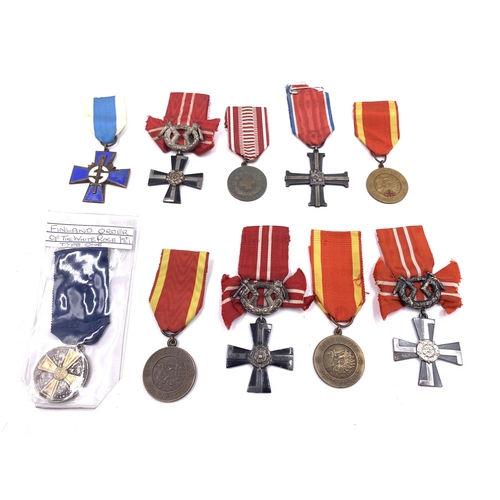 2211 - Ten Finnish medals to include Order of The White Rose, Order of The Cross of Liberty, Order of Brave... 