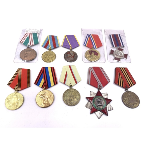 2214 - Ten USSR medals to include 800th Anniversary of Moscow, 80 Years of The Armed Forces, Order of The P... 