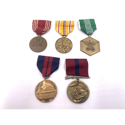 2219 - Ten American medals to include WWII Marine Corps Fidelity Zeal Obedience, Army Commendation, Asiatic... 