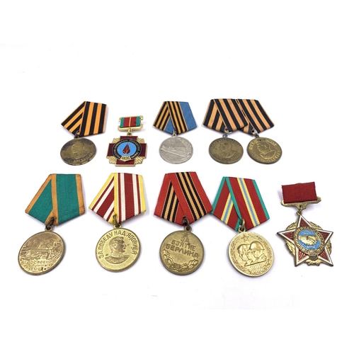 2222 - Ten USSR medals to include For The Development of The Virgin Islands, For The Victory Over Japan, 70... 