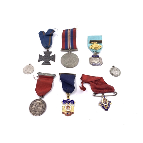 2240 - Eight items, one WWII British War medal, one hallmarked Chester sterling silver 1935 Northumberland ... 