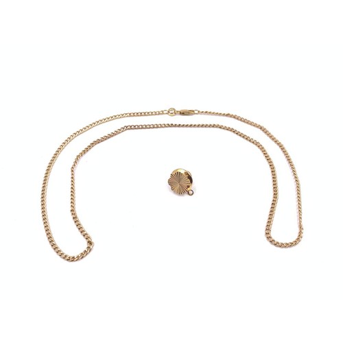 2095B - Two pieces of 9ct gold jewellery, one chain necklace and one floral cufflink - approx. gross gold we... 