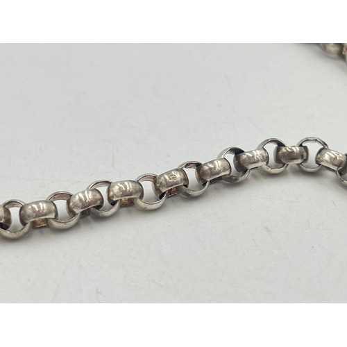 2091 - A hallmarked sterling silver belcher chain necklace - approx. gross weight 46.6g and 38cm long when ... 