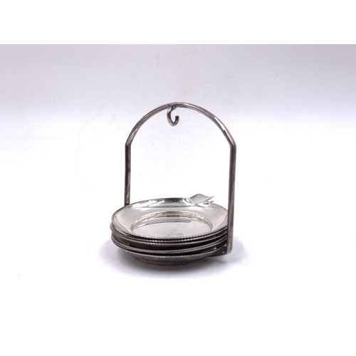 2101 - A set of six white metal stacking ashtrays - approx. gross weight 133g