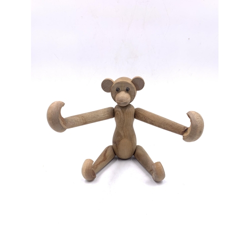 2105 - A mid 20th century teak articulated monkey figure attributed to Kay Bojesen Denmark - approx. 14cm h... 