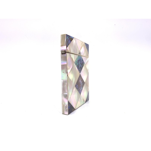 2106 - A 19th century mother of pearl and abalone shell card case - approx. 10cm high x 8cm wide