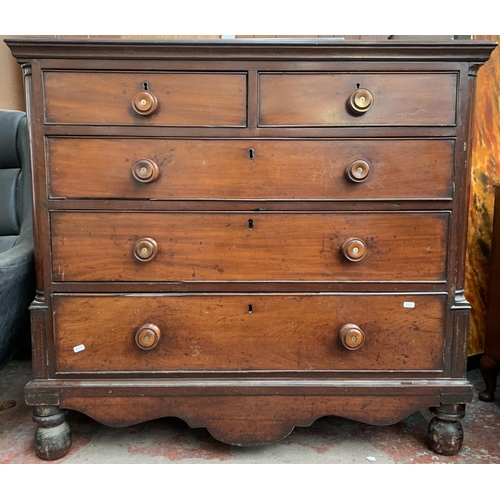 55 - A Victorian mahogany chest of drawers - approx. 103cm high x 112cm wide x 55cm deep