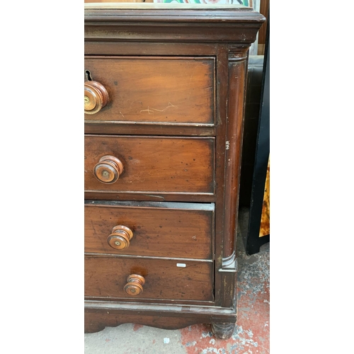 55 - A Victorian mahogany chest of drawers - approx. 103cm high x 112cm wide x 55cm deep