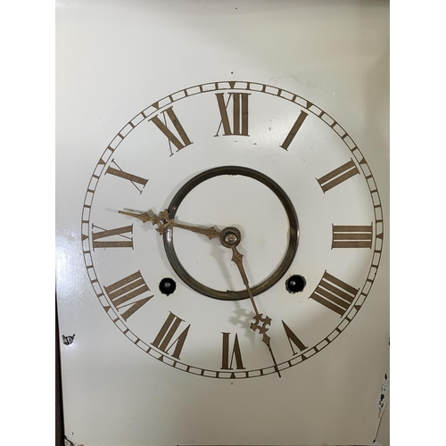 239 - A Victorian Tunbridge ware walnut cased chiming wall clock - approx. 88cm high x 36cm wide