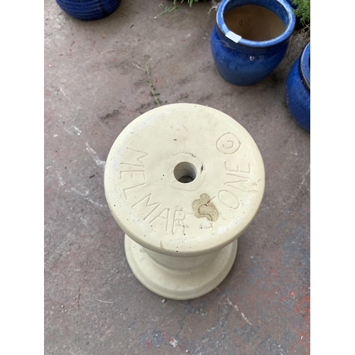 1081 - A cast concrete sundial bird bath - approx. 58cm high x 46cm diameter