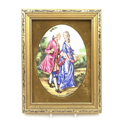 373 - Two framed Harleigh China Co. Genuine Staffordshire ceramic plaques - each approx. 21cm high x 16cm ... 