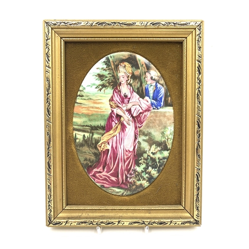 373 - Two framed Harleigh China Co. Genuine Staffordshire ceramic plaques - each approx. 21cm high x 16cm ... 