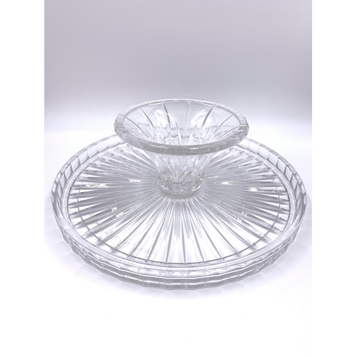 374 - A Shannon by Godinger cut crystal cake stand/punch bowl - approx. 24cm high