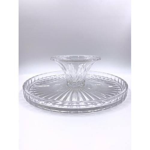 374 - A Shannon by Godinger cut crystal cake stand/punch bowl - approx. 24cm high