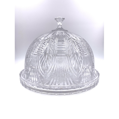 374 - A Shannon by Godinger cut crystal cake stand/punch bowl - approx. 24cm high