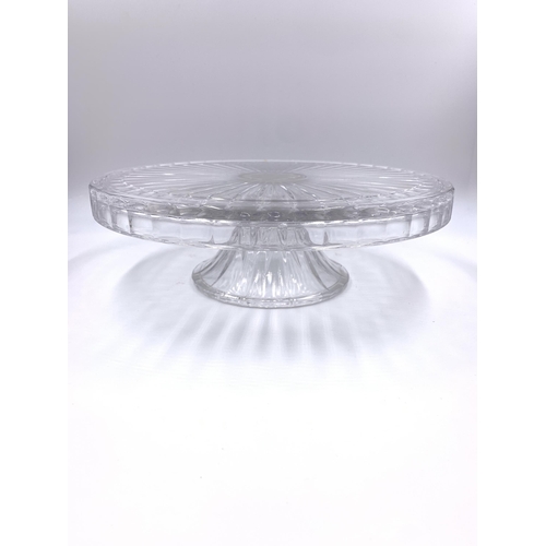 374 - A Shannon by Godinger cut crystal cake stand/punch bowl - approx. 24cm high