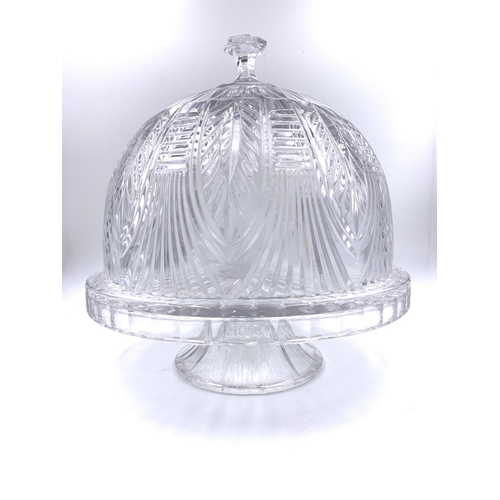 374 - A Shannon by Godinger cut crystal cake stand/punch bowl - approx. 24cm high