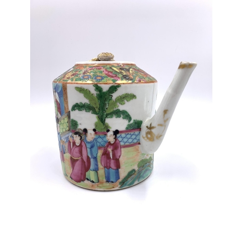 376 - A Chinese Famille Rose hand painted porcelain teapot - approx. 16cm high