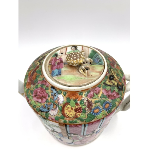 376 - A Chinese Famille Rose hand painted porcelain teapot - approx. 16cm high