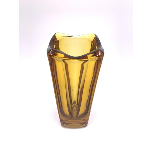 378 - A mid 20th century Rosice Sklo Union amber glass vase designed by Jiri Zejmon - approx. 20cm high