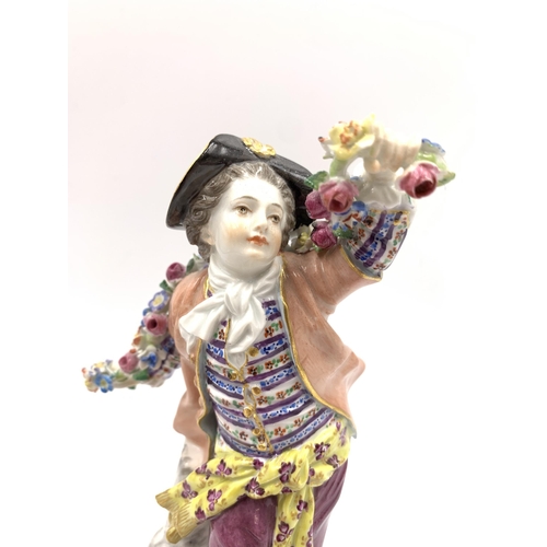 379 - A late 19th century Meissen hand painted porcelain figurine - approx. 17cm high