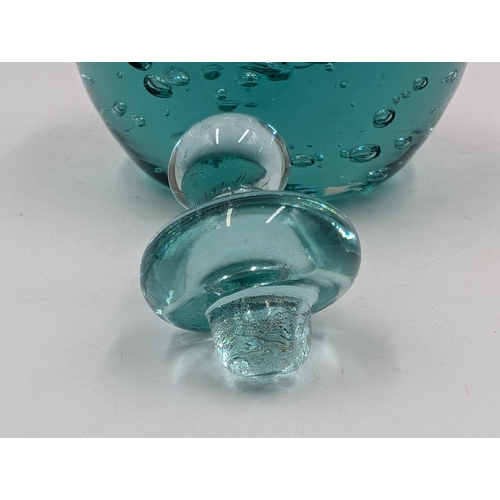 356 - A Victorian hand blown bubbled glass dump/inkwell - approx. 13cm high