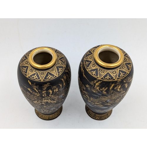 362 - Three Japanese Satsuma porcelain vases - largest approx. 18cm high