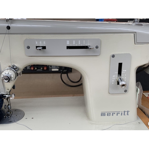 757 - A cased Merritt electric sewing machine with foot pedal