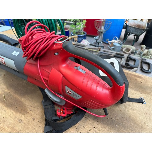 1039 - Two items, one ADN hose reel and one Performance Power PBL2500 garden blower vac