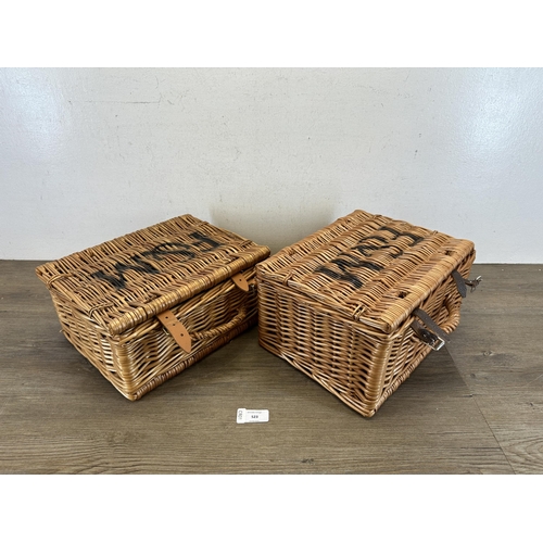 523 - Two Fortnum & Mason wicker baskets - approx. 16cm high x 32cm wide x 24cm deep