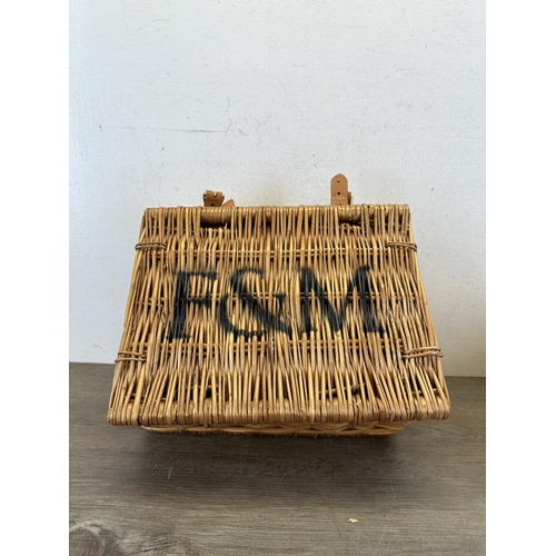 523 - Two Fortnum & Mason wicker baskets - approx. 16cm high x 32cm wide x 24cm deep