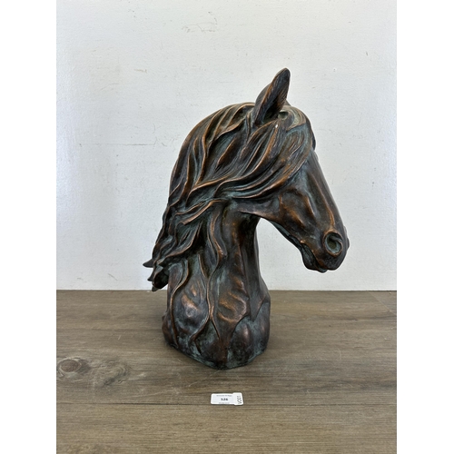 526 - A Home & Garden copper effect molded plastic horse sculpture/bust - approx. 45cm high