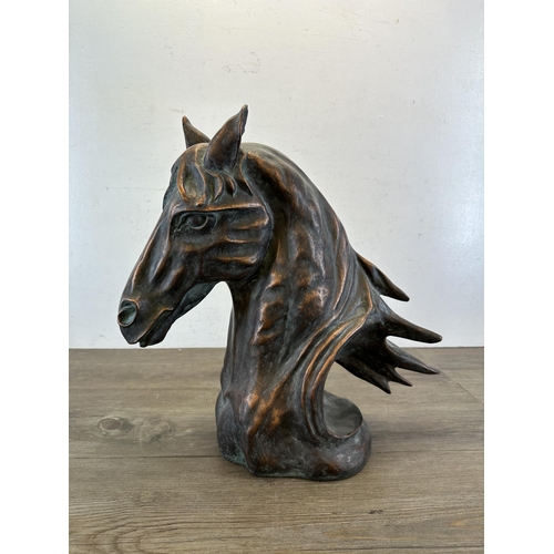 526 - A Home & Garden copper effect molded plastic horse sculpture/bust - approx. 45cm high