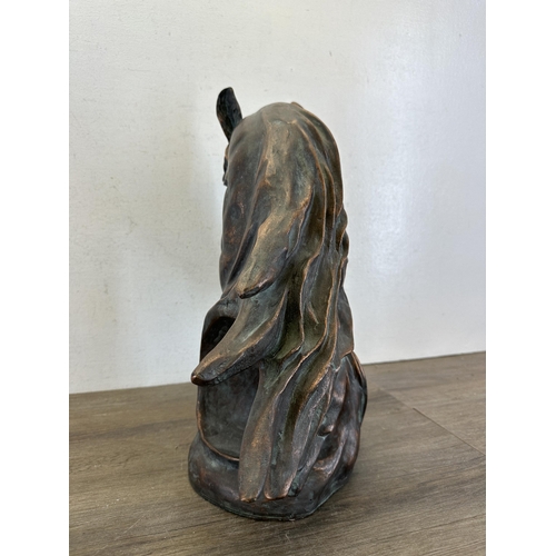 526 - A Home & Garden copper effect molded plastic horse sculpture/bust - approx. 45cm high