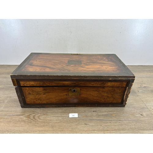 528 - A 19th century rosewood and brass writing slope