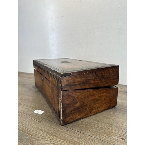 528 - A 19th century rosewood and brass writing slope