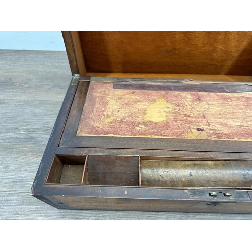 528 - A 19th century rosewood and brass writing slope