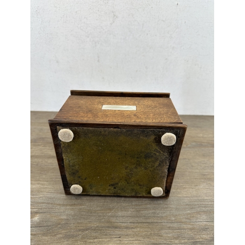 536 - A late 19th/early 20th century oak and mother of pearl inlaid rectangular box - approx. 10cm high x ... 