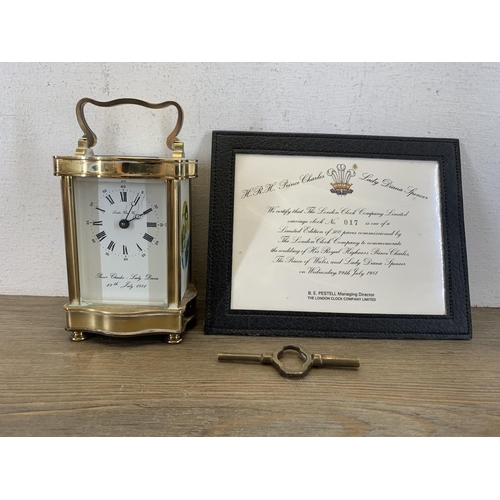 2153 - A London Clock Company No. 17 of 500 limited edition brass cased carriage clock to commemorate the w... 