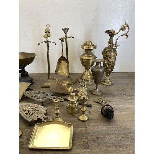 427 - A collection of antique and later metalware to include early 20th century Japanese embossed pewter r... 