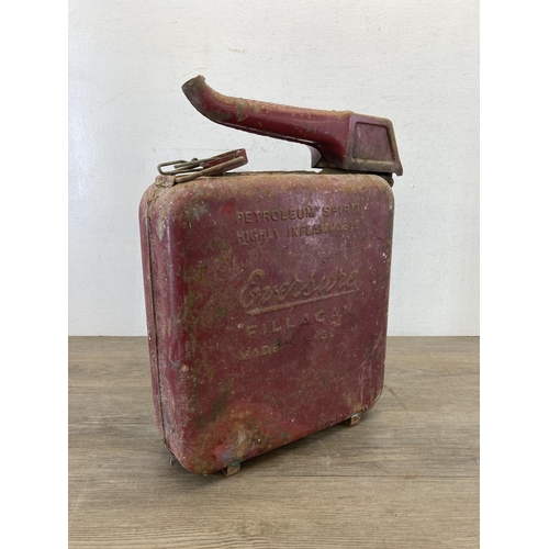 449 - A vintage Eversure Fillacan red metal petrol can